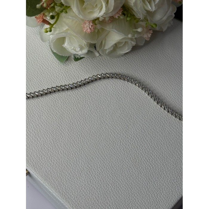 Elegant 925 Sterling Silver CZ Bracelet Length 7.5 Inch