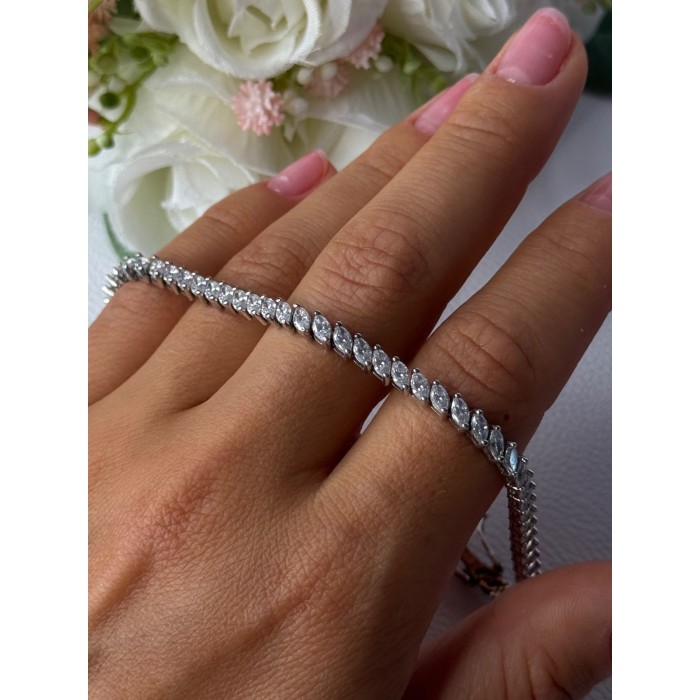 Elegant 925 Sterling Silver CZ Bracelet Length 7.5 Inch