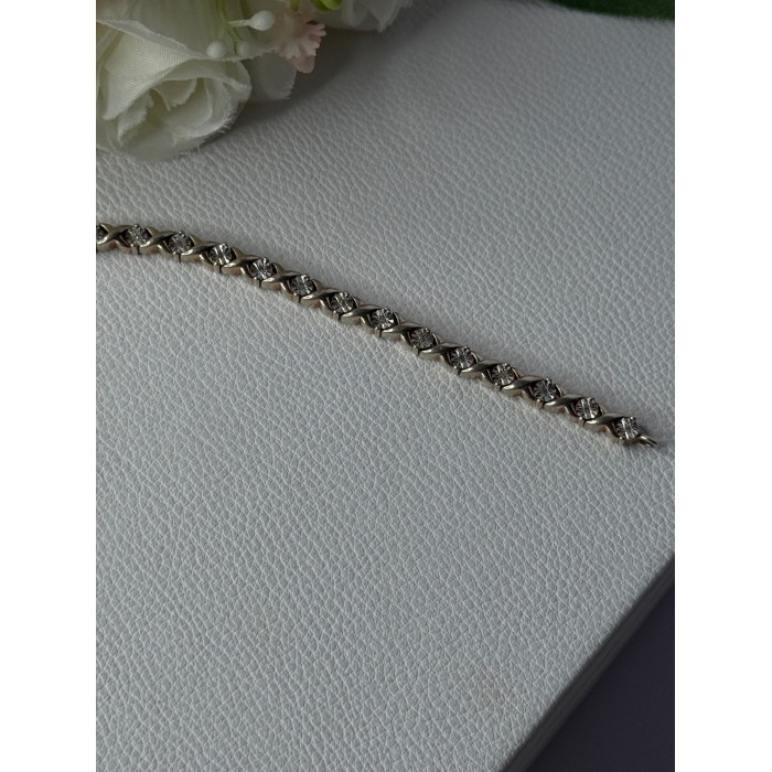 Classy 925 Sterling Silver Diamonds Bracelet Length 6.5 Inch
