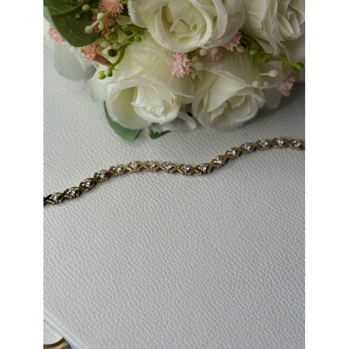 925 Sterling Silver Gold Plated CZ Bracelet Length 7.5 Inch