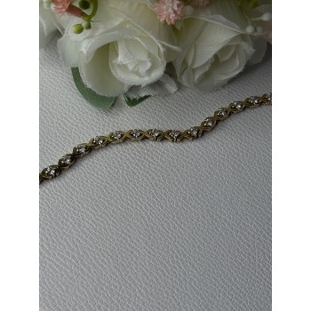 925 Sterling Silver Gold Plated CZ Bracelet Length 7.5 Inch