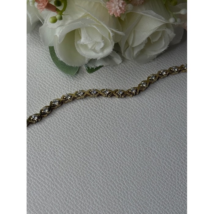 925 Sterling Silver Gold Plated CZ Bracelet Length 7.5 Inch