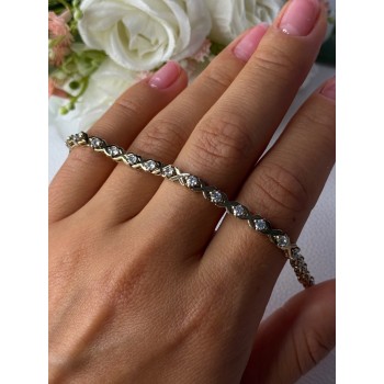 925 Sterling Silver Gold Plated CZ Bracelet Length 7.5 Inch