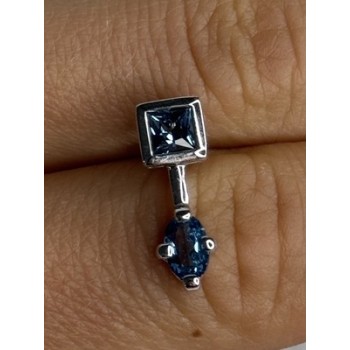 925 Sterling Silver Blue Topaz Pendant Length 0.70 Inch