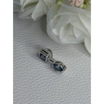 925 Sterling Silver Blue Topaz Pendant Length 0.70 Inch