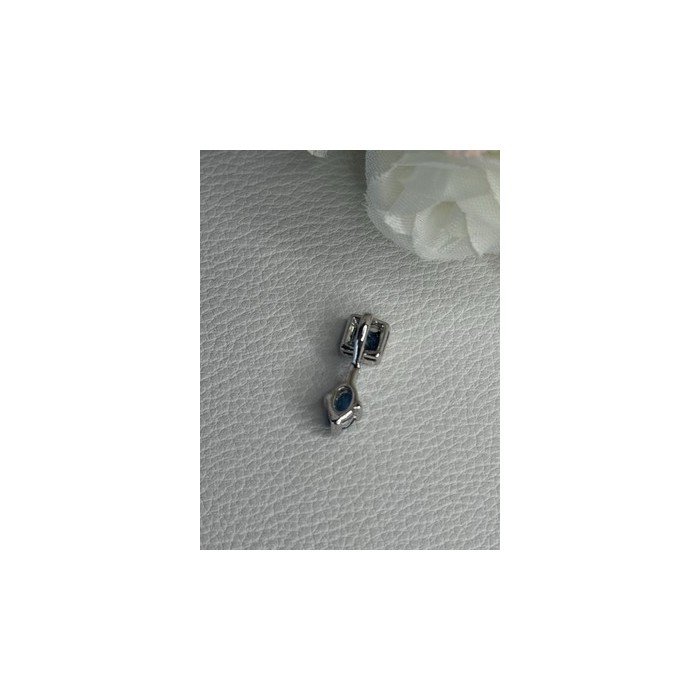 925 Sterling Silver Blue Topaz Pendant Length 0.70 Inch