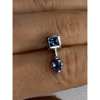 925 Sterling Silver Blue Topaz Pendant Length 0.70 Inch