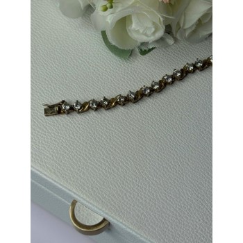 925 Sterling Silver Gold Plated CZ Bracelet Length 7.5 Inch