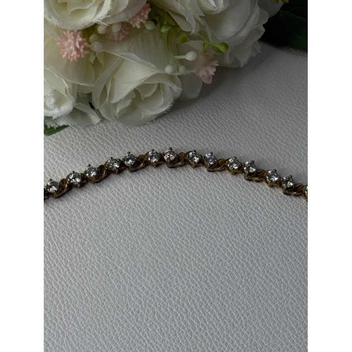 925 Sterling Silver Gold Plated CZ Bracelet Length 7.5 Inch