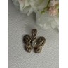 925 Sterling Silver Butterfly Beryl & Marcasite Pendant Length 0.90 Inch