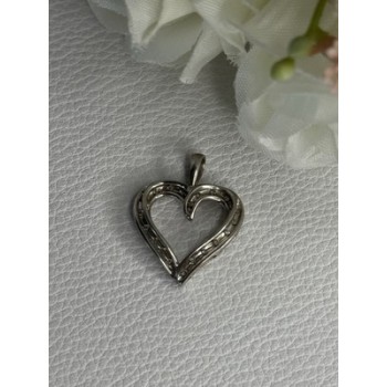 925 Sterling Silver White Topaz Heart Pendant Length 0.80 Inch