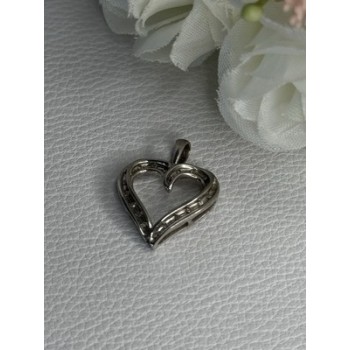 925 Sterling Silver White Topaz Heart Pendant Length 0.80 Inch
