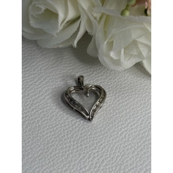 925 Sterling Silver White Topaz Heart Pendant Length 0.80 Inch