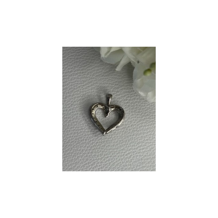 925 Sterling Silver White Topaz Heart Pendant Length 0.80 Inch
