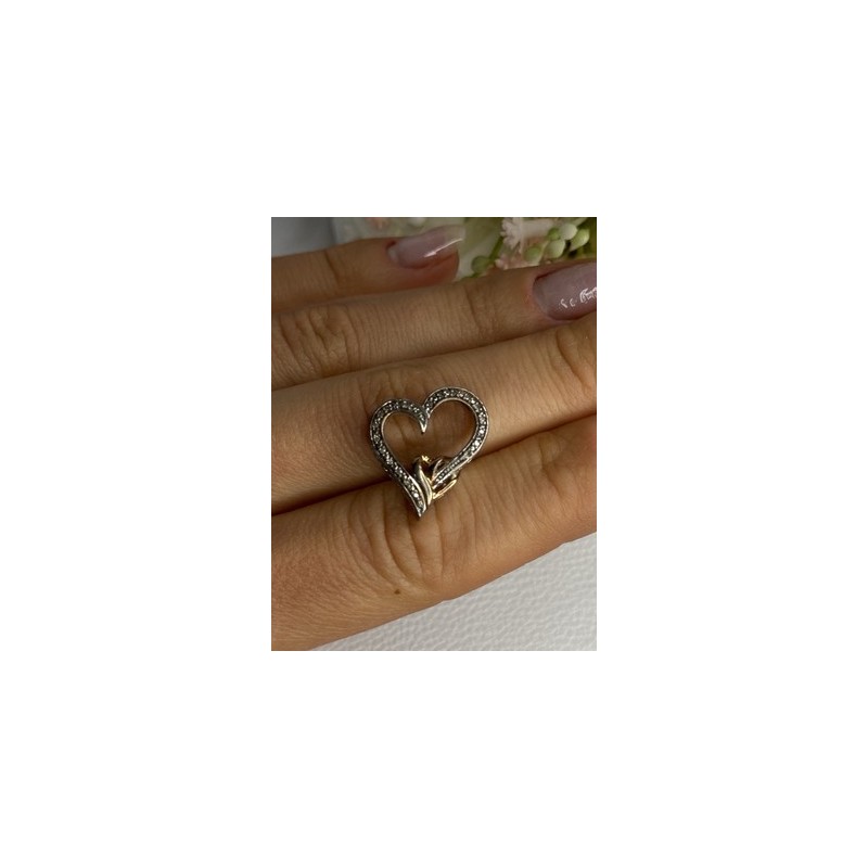 925 Sterling Silver White Topaz Heart Pendant Length 0.75 Inch