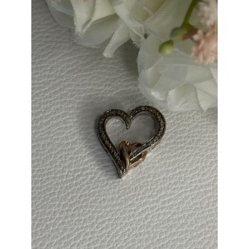925 Sterling Silver White Topaz Heart Pendant Length 0.75 Inch