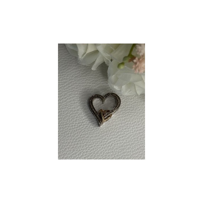 925 Sterling Silver White Topaz Heart Pendant Length 0.75 Inch