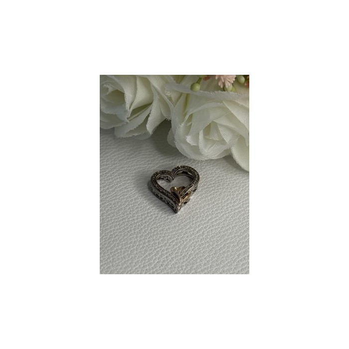 925 Sterling Silver White Topaz Heart Pendant Length 0.75 Inch