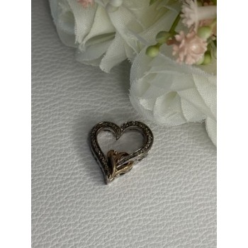 925 Sterling Silver White Topaz Heart Pendant Length 0.75 Inch