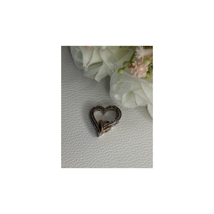 925 Sterling Silver White Topaz Heart Pendant Length 0.75 Inch
