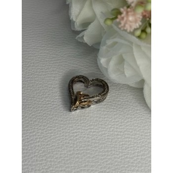 925 Sterling Silver White Topaz Heart Pendant Length 0.75 Inch