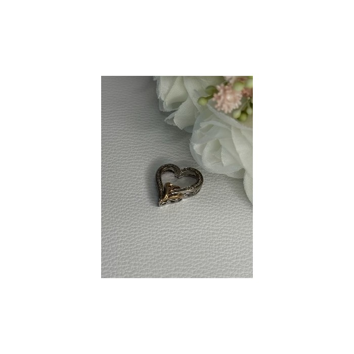 925 Sterling Silver White Topaz Heart Pendant Length 0.75 Inch