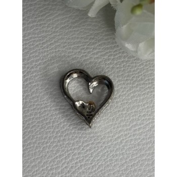 925 Sterling Silver White Topaz Heart Pendant Length 0.75 Inch