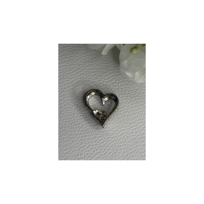 925 Sterling Silver White Topaz Heart Pendant Length 0.75 Inch