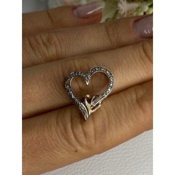 925 Sterling Silver White Topaz Heart Pendant Length 0.75 Inch