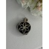 925 Sterling Silver Black Onyx & Red Enamel Flowers Pendant Length 1.40 Inch