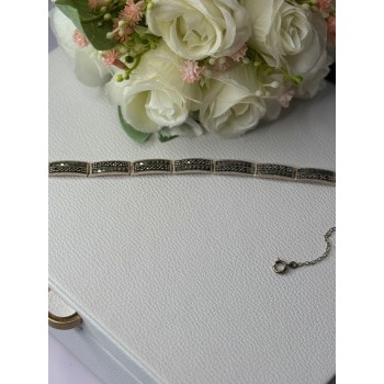 Elegant 925 Sterling Silver Marcasite Bracelet Length 8 Inch