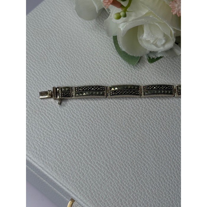 Elegant 925 Sterling Silver Marcasite Bracelet Length 8 Inch