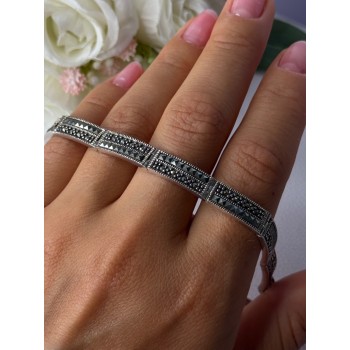 Elegant 925 Sterling Silver Marcasite Bracelet Length 8 Inch