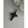 925 Sterling Silver Onyx Turquoise Agate Cross Length 1.60 Inch