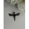 925 Sterling Silver Dragonfly Garnet Pendant Length 0.90 Inch