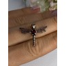 925 Sterling Silver Dragonfly Garnet Pendant Length 0.90 Inch