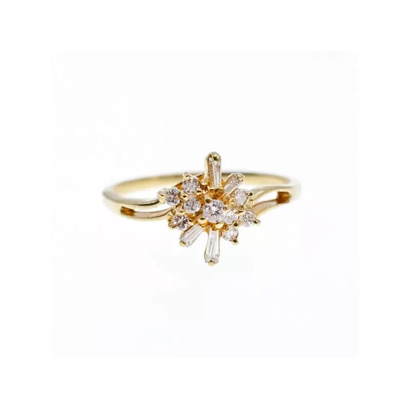 14K YELLOW GOLD SAPPHIRE & DIAMONDS RING SIZE 7.25