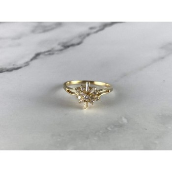 14K YELLOW GOLD SAPPHIRE & DIAMONDS RING SIZE 7.25