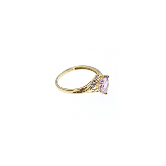 10K YELLOW GOLD TOURMALINE & DIAMONDS HEART RING SIZE 4.75