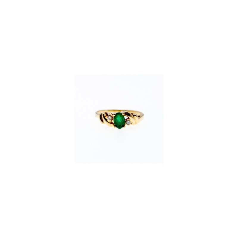 14K YELLOW GOLD  EMERALD & DIAMONDS RING SIZE 8