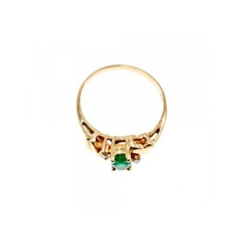 14K YELLOW GOLD  EMERALD & DIAMONDS RING SIZE 8