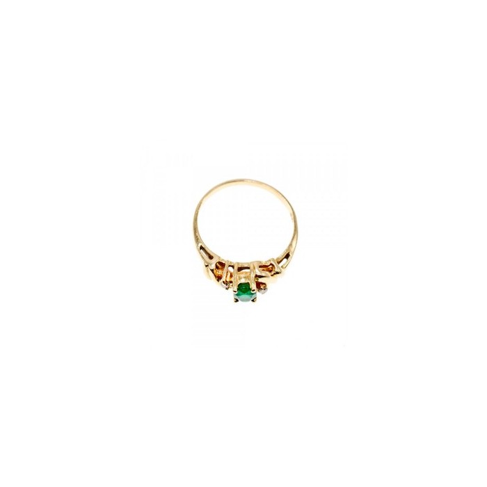 14K YELLOW GOLD  EMERALD & DIAMONDS RING SIZE 8