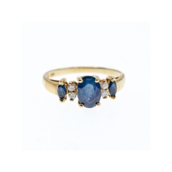 14K YELLOW GOLD  SAPPHIRE & DIAMONDS RING SIZE 7