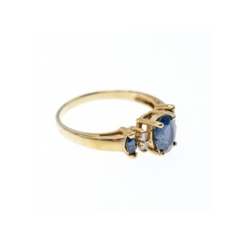 14K YELLOW GOLD  SAPPHIRE & DIAMONDS RING SIZE 7