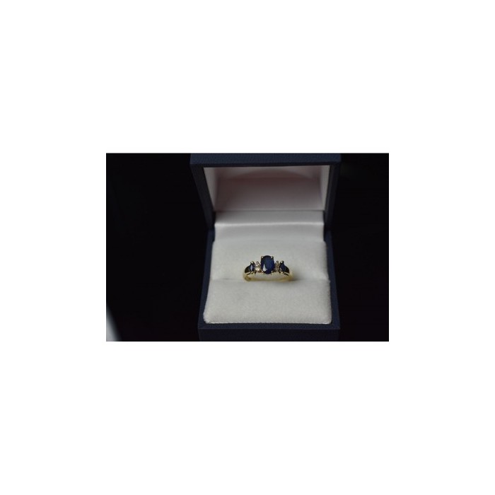 14K YELLOW GOLD  SAPPHIRE & DIAMONDS RING SIZE 7