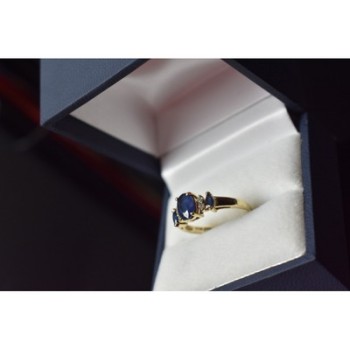 14K YELLOW GOLD  SAPPHIRE & DIAMONDS RING SIZE 7