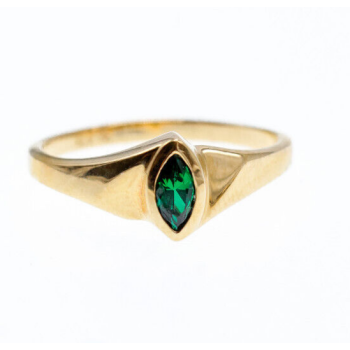 14K YELLOW GOLD EMERALD RING SIZE 10.5