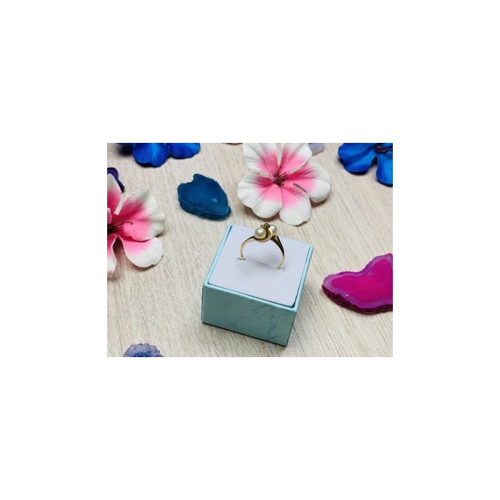 10K YELLOW GOLD PEARLS & DIAMOND RING SIZE 6.75