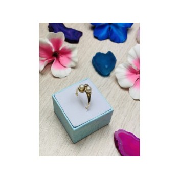 10K YELLOW GOLD PEARLS & DIAMOND RING SIZE 6.75