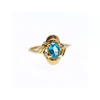 14K YELLOW GOLD TOPAZ & DIAMONDS RING SIZE 7.25